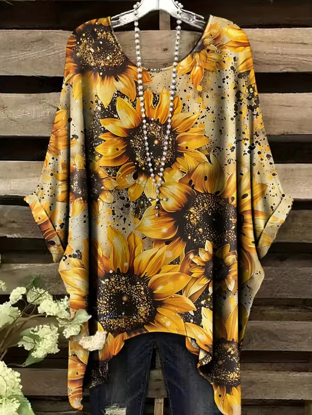 Bohemian Chic Women's T-Shirt Vintage Floral Graphic O-Neck Pullover Short Sleeve Tees Oversized Irregular Hemline Y2k Clothes