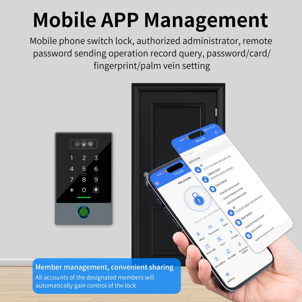 TTLOCK Home Security Visual Intercom Face Recognition Fingerprint WiFi Intelligent 13.5Hz Waterproof IP67 Access Control