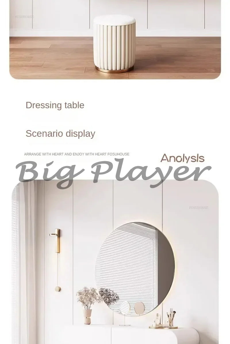Cream Style Wall Mounted Dressing Table Minimalist Bedroom Furniture Set with Mirror