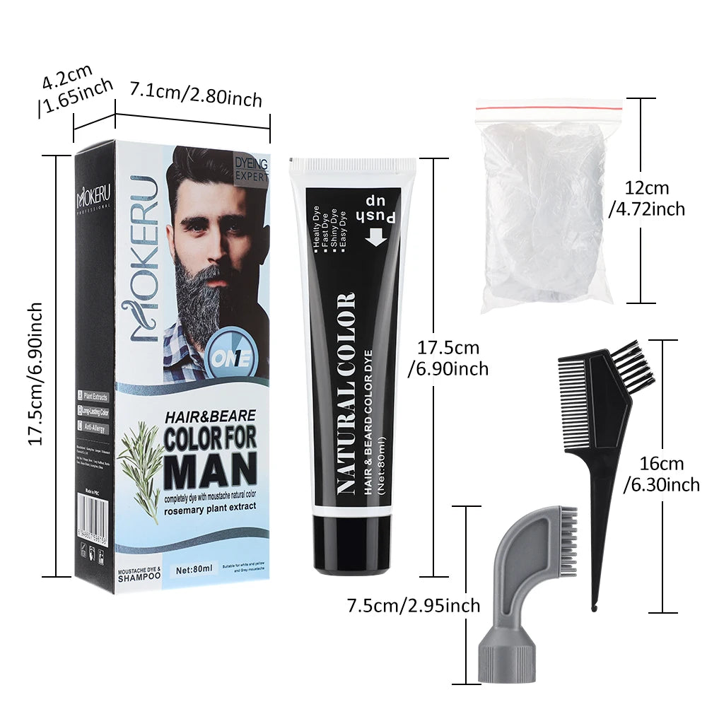 Black Beard Dye Cream With Comb Hair Beard Dye Shampoo Fast Instant Hair Dye Cream Long Lasting 3 Minutes Hair & Beard Dyeing