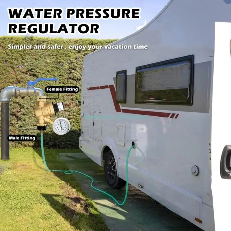 E74E Water Pressure Regulator Water Pressure Reducer for Campers Knob Adjustable