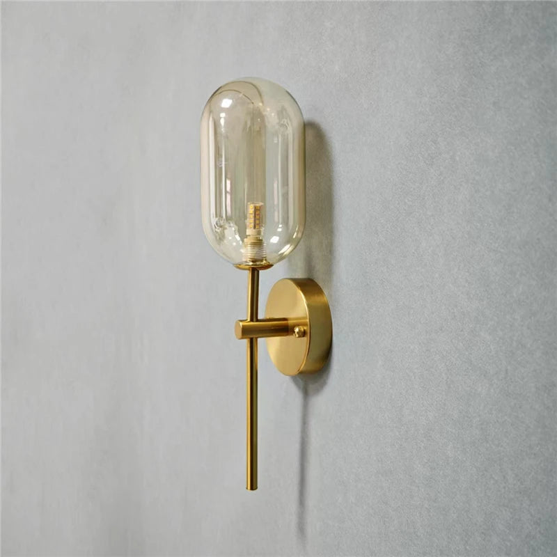 Modern Glass Wall Lamps Nordic Minimalism Creative Living Room Study Decorative Lighting Fixtures LED Bedroom Bedside Wall Light
