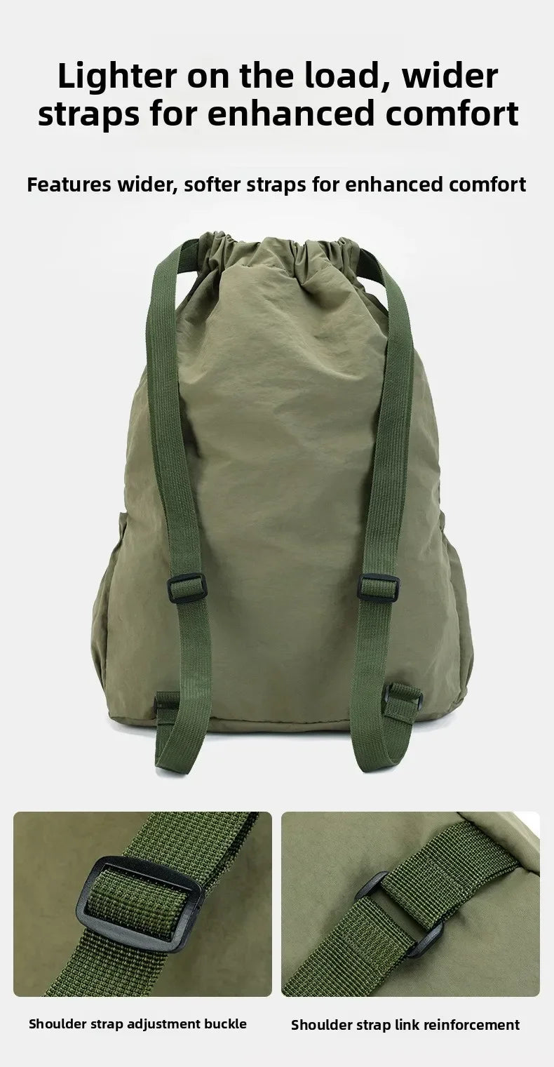 Fashionable Lightweight Drawstring Backpack: Large-Capacity Waterproof Sports Bag for School, Books, Outdoor Activities, Travel
