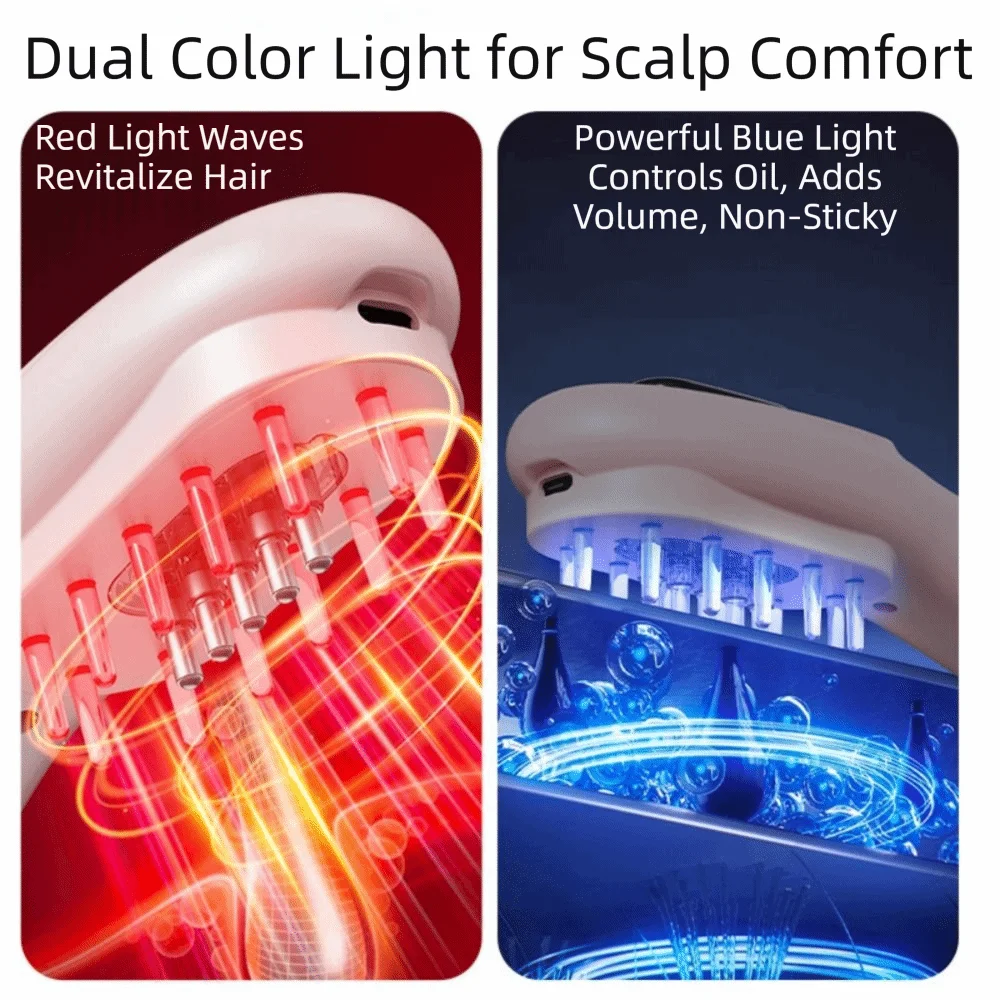 High Frequency Vibration Hair Growth Massage Comb Hair Oil Dispenser Electric Design Red Light Comb 3 Modes Oil Applicator