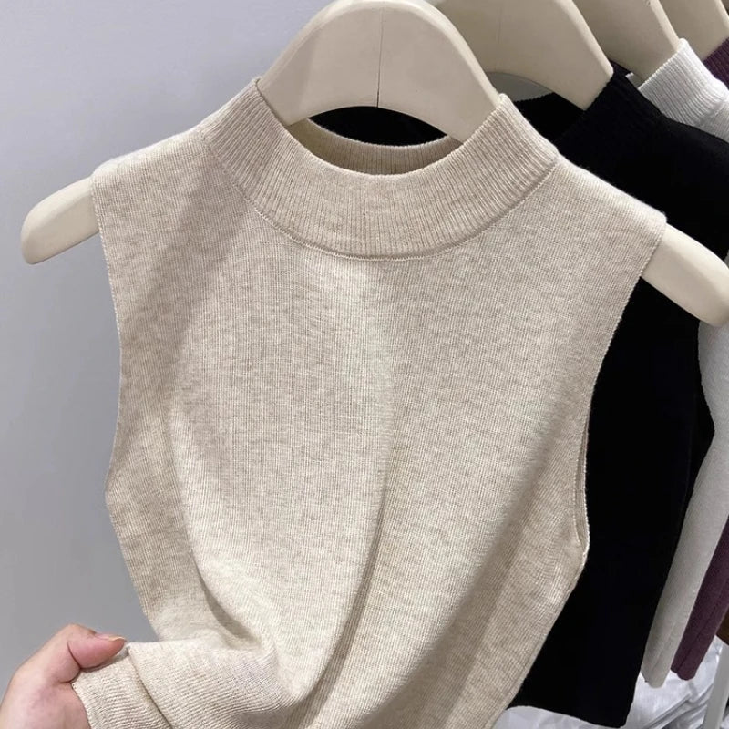 AOSSVIAO Women Knitted Tank Top Summer Fall Slim Sweater Sleeveless Solid Spring Autumn Sweaters Pullovers 2026 Top