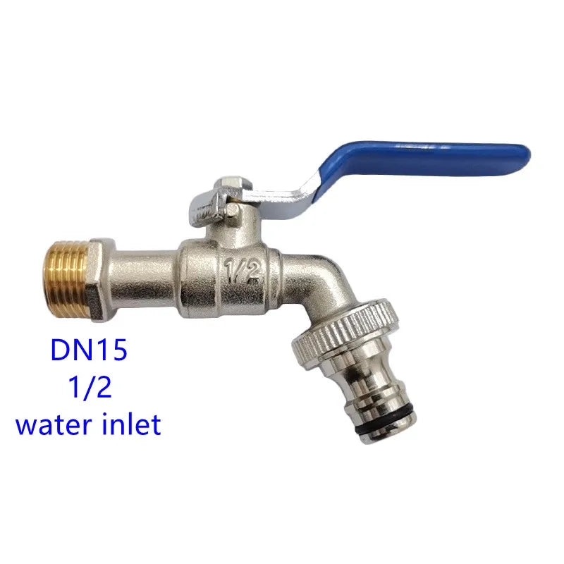 Garden Outdoor Bibcock Faucet DN15 DN20, Anti-freeze, Dual Control Copper for Washing Machine and Kitchen Garden Sink    1/2