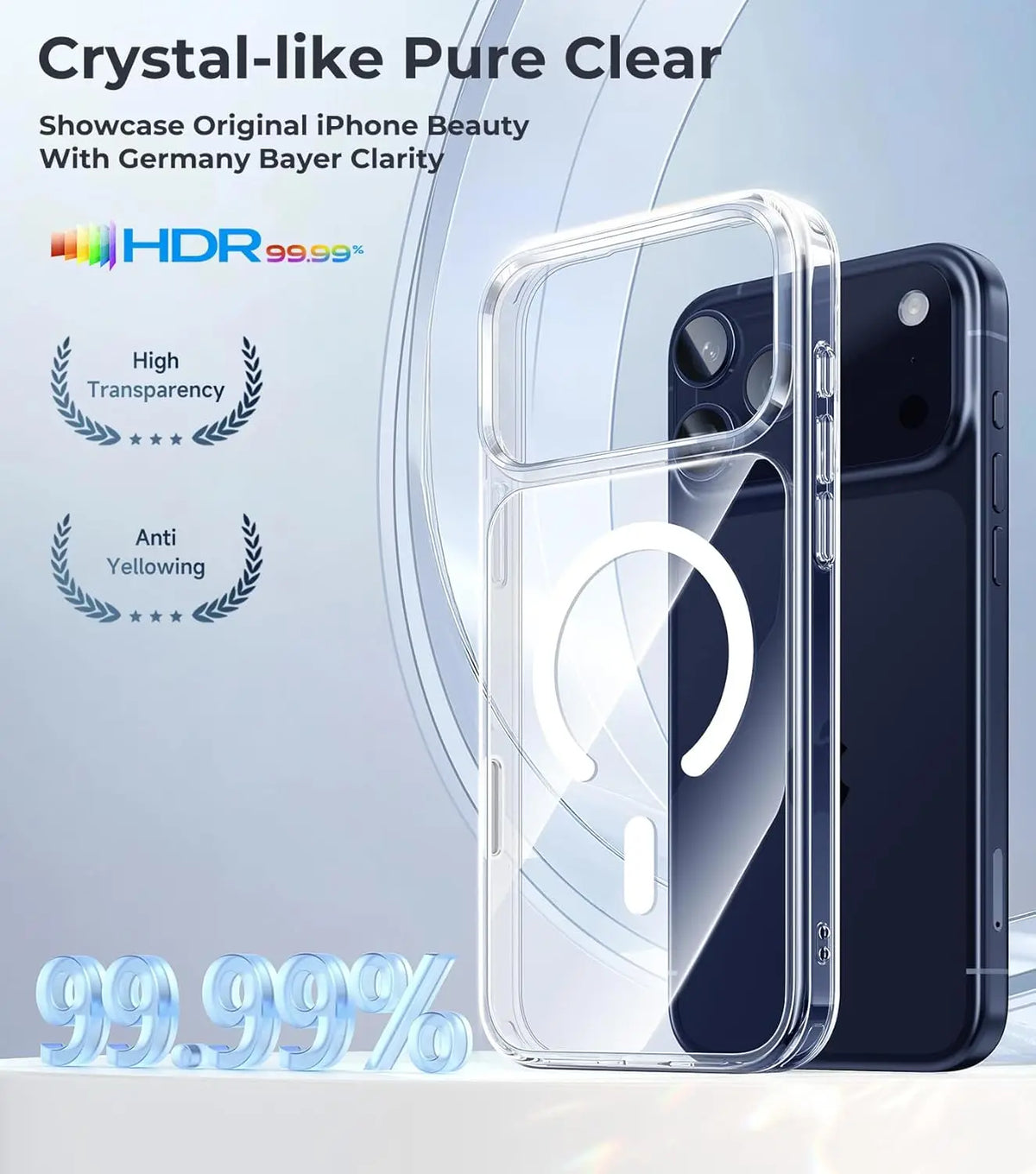 Transparent Magnetic Case For iPhone 17 16 Pro Max 15 14 Plus Wireless Charge Cover 13 12 Mini 17 Air Magsafe Protection Case