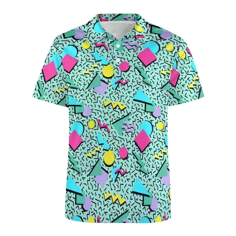 3D Printed Colorful Music Hawaiian Shirts For Men Cool 80s Patterns Blouse Summer Vacation Short Sleeves Tops Loose Shirts