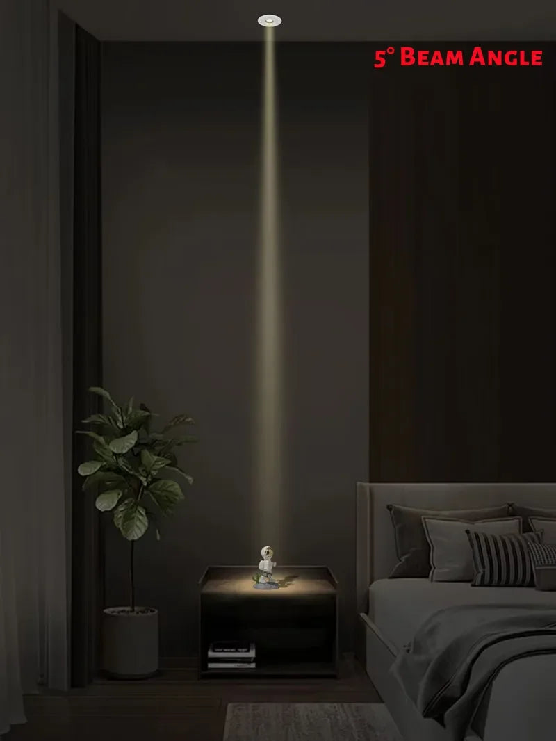 Embedded LED ultra-small spotlight, living room, corridor, wine cabinet, ambient lighting, 3°, 5°, 8°, 10°, 15° museum lighting