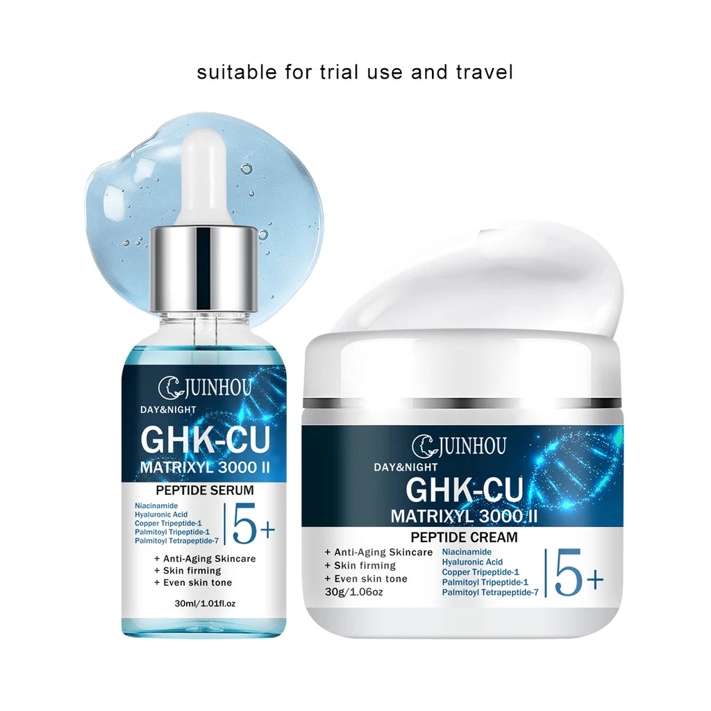 JUINHOU Face Serum Cream Set with Peptide Multi Peptide Improve Skin Deep Hydrating Smooth Rough Skin Day Night Skincare Kit