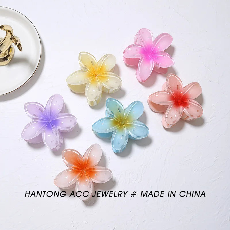 Plumeria Hair Clips Flower Hair Claw Clip Trendy HairClips Korean Hair Accessories For Girls
