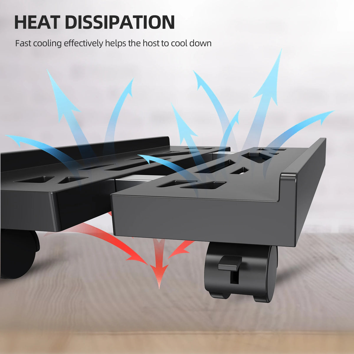 Adjustable Mobile CPU Stand Heavy-Duty PC Tower Stand With 4 Caster Wheels Ventilated Under Desk CPU Holder PC Floor Cart