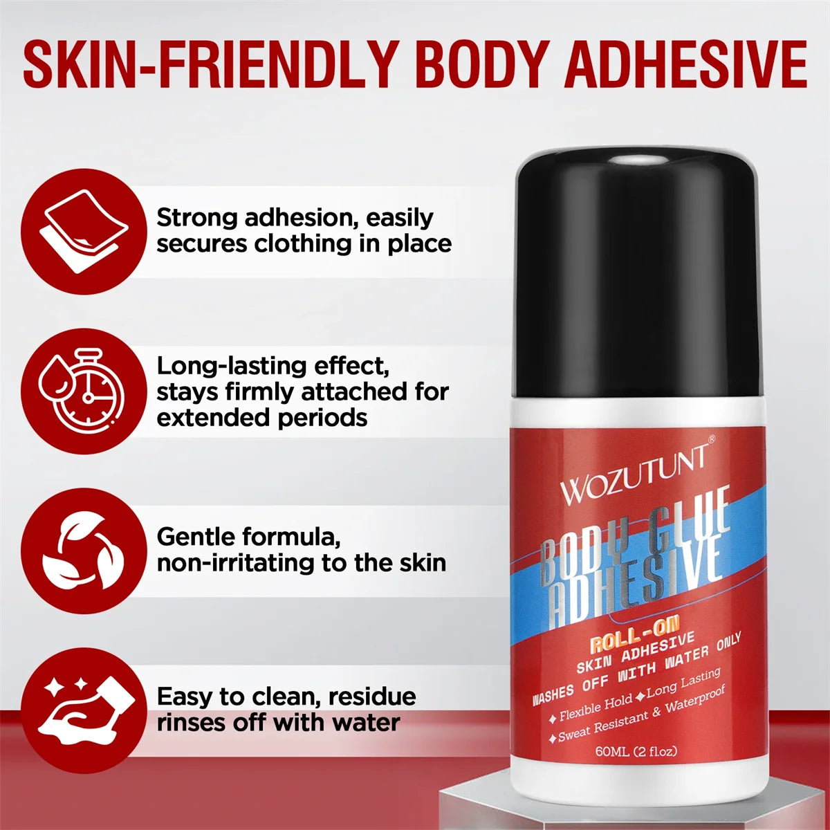 Anti-Slip Glue Roll On Skin Adhesive，Anti-exposure Bra Non-slip Fixed Long-lasting Hold, Easy To Use Products for Women Clothing
