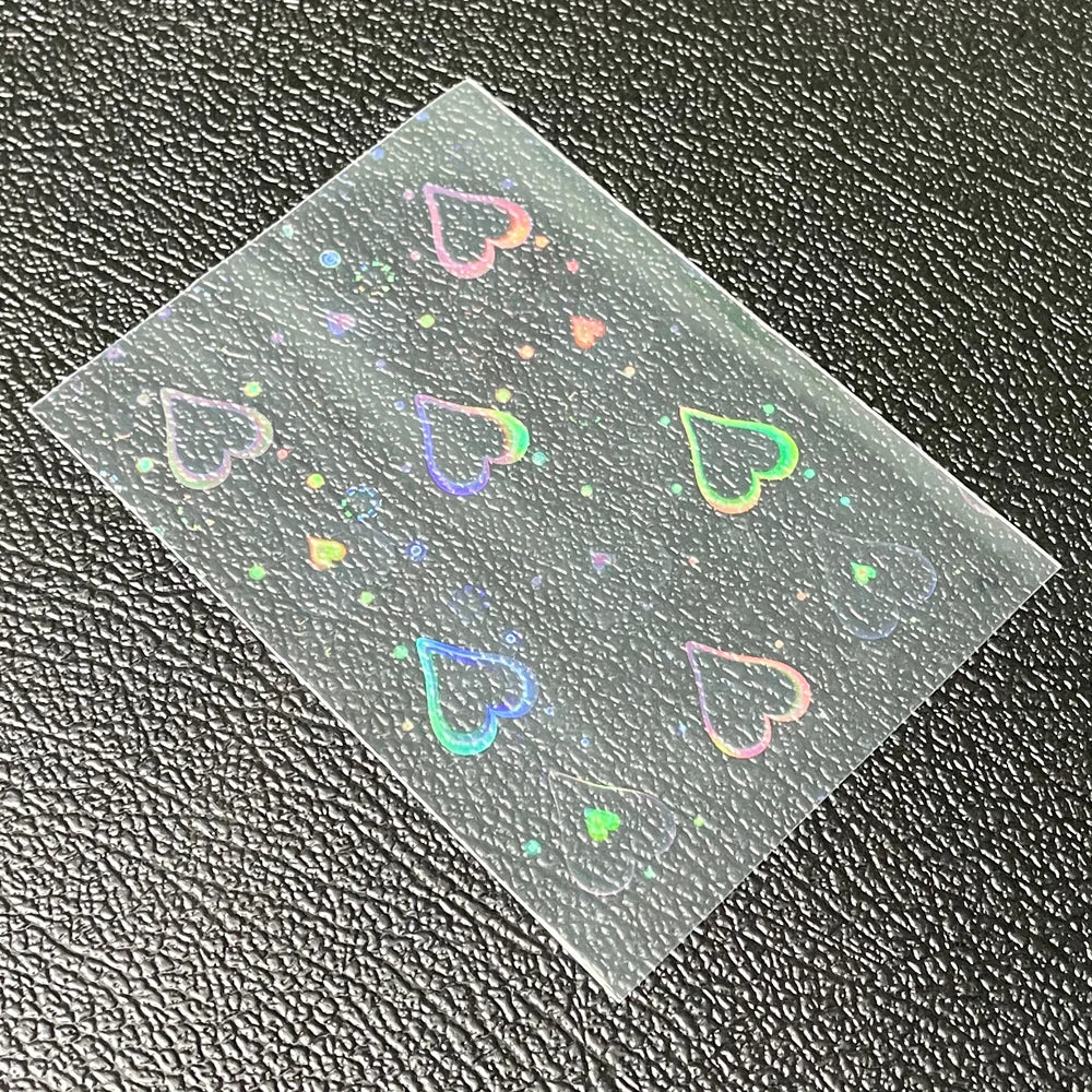 100pcs Board Game Card Sleeves Sweet Heart Foil Transparent Laser Clear YGO PKM Photo Kpop Protector Trading Cards Shield Cover