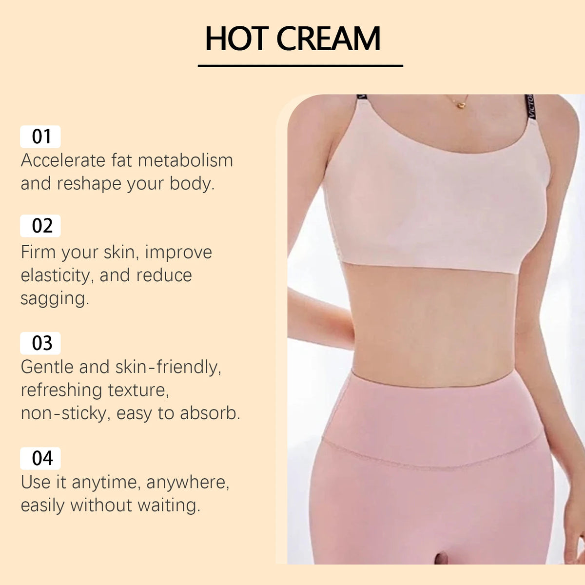 Hot Cream for Arms Legs and Belly Firming Body Sagging Skin Anti Cellulite Shaping Cream Tighten Nourish Dry Skin Massage Cream