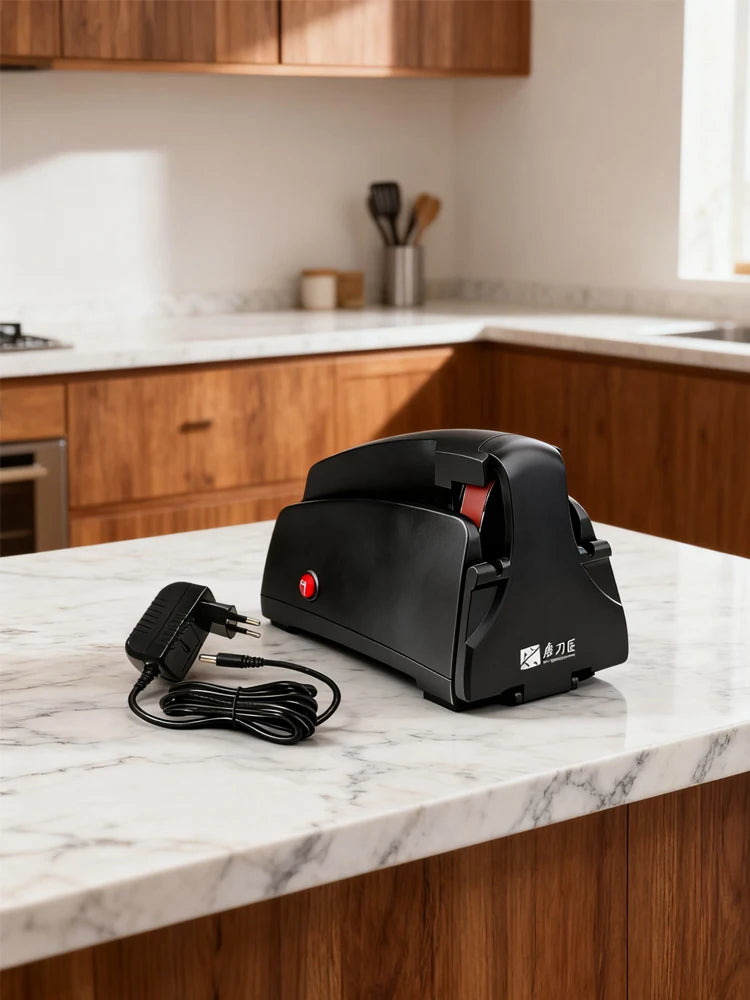 Knife Sharpener Electric, 4-Stage Professional Sharpener with 120-1000# Grit Sanding Belt, Fast & Precise for Kitchen Chef Tools