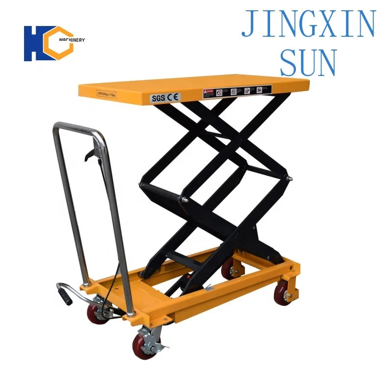 300kg Portable Manual Scissor Lift Table for Warehouse for Industrial Use Heavy Duty Mobile Trolley Lift Platform for Loading