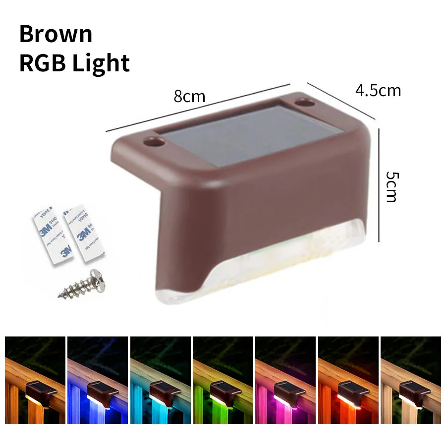 LED Solar Staircase Light Waterproof Passage Patio Courtyard Guardrail Step Lamp for Outdoor Garden Borders Terrace Fence Light