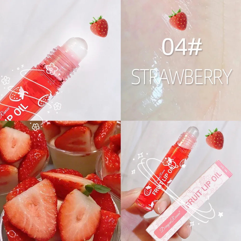 Roll-On Lip Oil Moisturizing Lip Balm Liquid Nourishing Lip Oil Colorless Transparent Fruit Lip Oil New Valentine's Day Gift Lip Balm