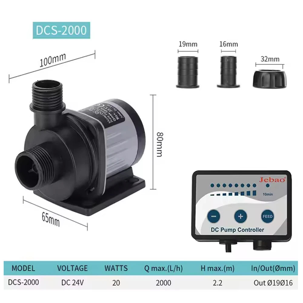 Silent DC Pump DCS2000-12000L/H Water Dispensing Wave Making Inverter Submersible Pumps for Fish Tank