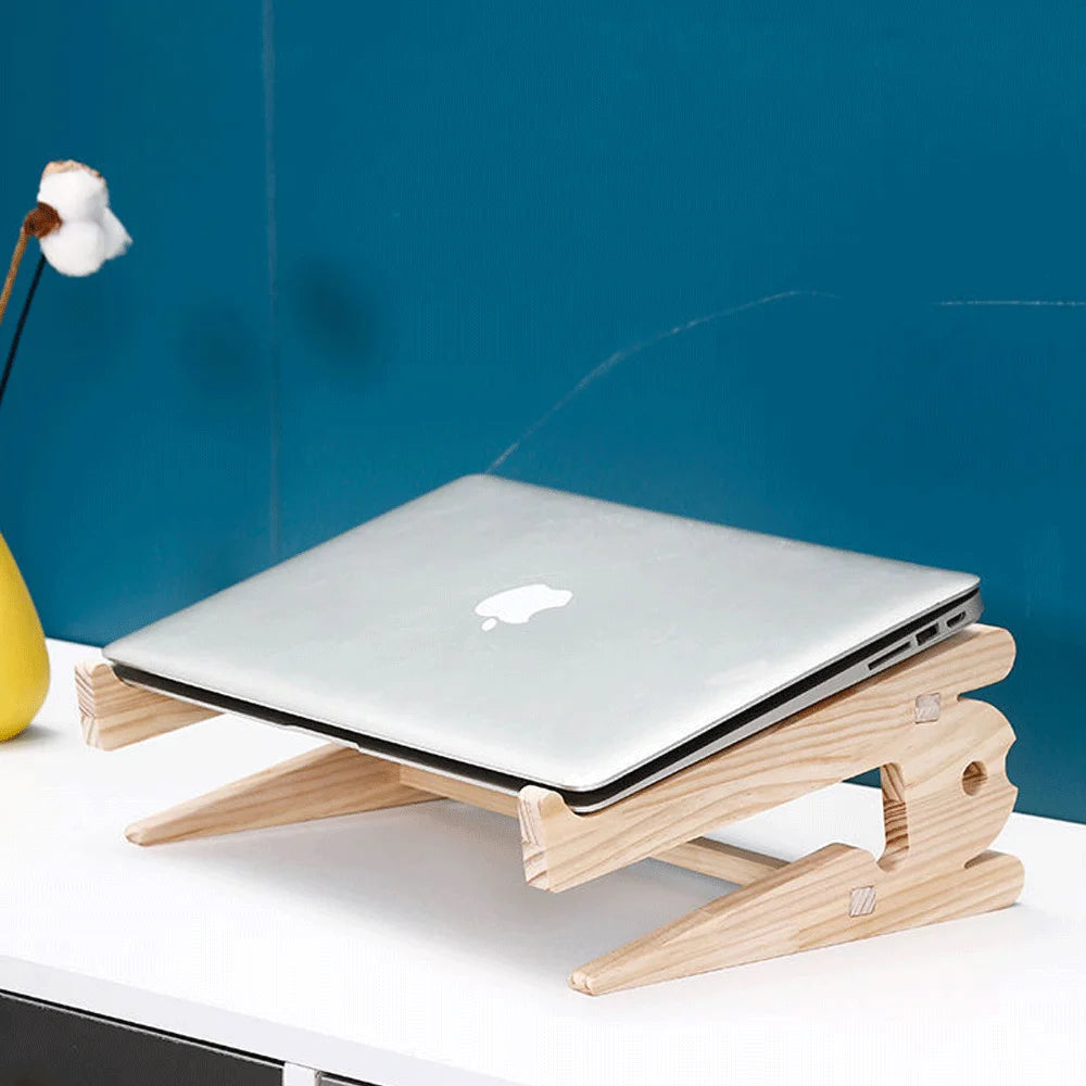 Solid Wood Laptop Stand Removable Vertical Bracket Cooling Base Cooling Heat Dissipation Laptop Holder Support Base PC LapTop