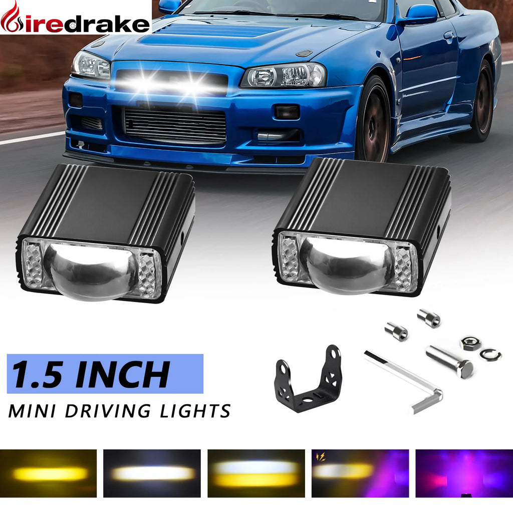 LED Car Grille Spotlight Projector Len Light DRL 120W 12000LM Super Bright Motorcycle Auxiliary Spotlight 6000K/4500K/3000K 12V