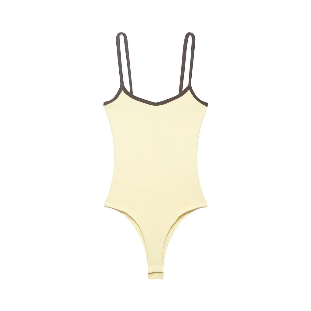 Women's Jumpsuit 2026 Summer New Cute Hot Girl Style Fashion Round Neck Color-Blocked Piping Straps Cotton Blend Fabric