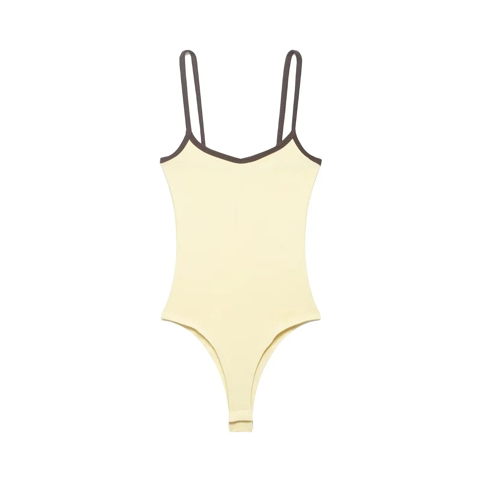 Women's Jumpsuit 2026 Summer New Cute Hot Girl Style Fashion Round Neck Color-Blocked Piping Straps Cotton Blend Fabric