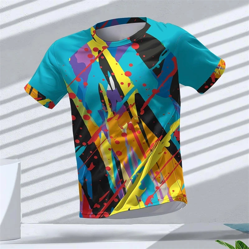 Geometric Graphic 3D Printed Sports T Shirts Summer Casual Running Table Tennis T-shirts Trendy Streetwear Mens Tees Fashion