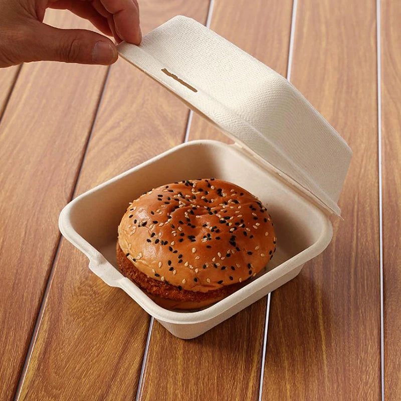 10pcs Disposable Bento Food Containers Baking Dessert Cake Bowl Packaging Burger Snack Boxes Microwavable Home Lunchbox