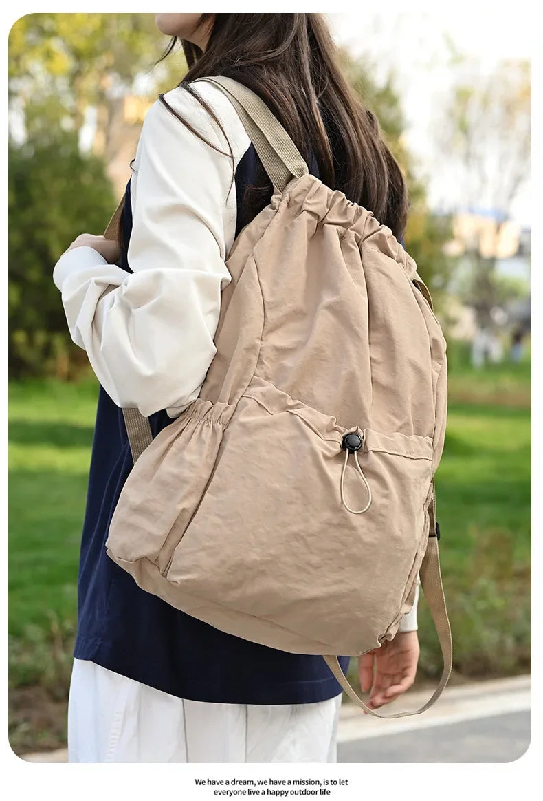 Fashionable Lightweight Drawstring Backpack: Large-Capacity Waterproof Sports Bag for School, Books, Outdoor Activities, Travel