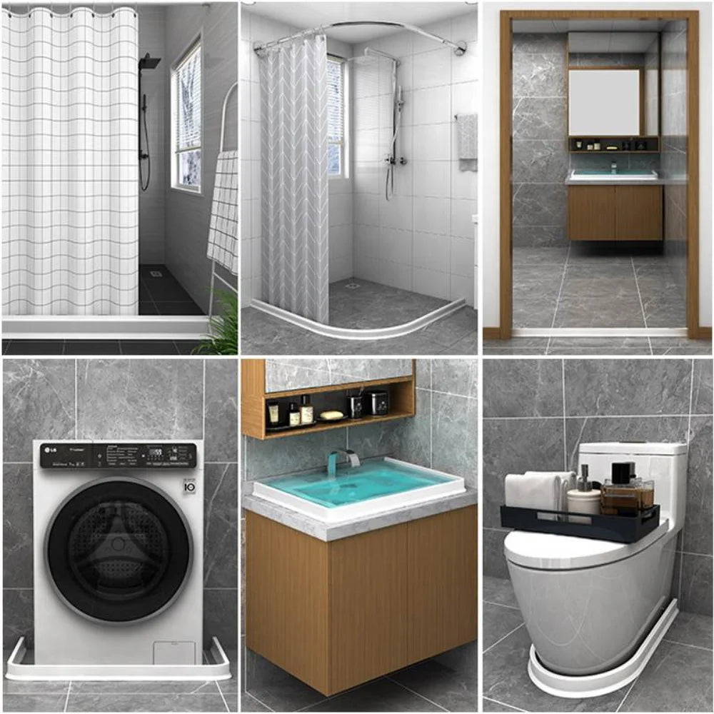 Bathroom Water Stopper Shower Barrier Door Threshold Water Blocking Wash Basin Splashproof Bendable Silicone Sealing Dam Barrier