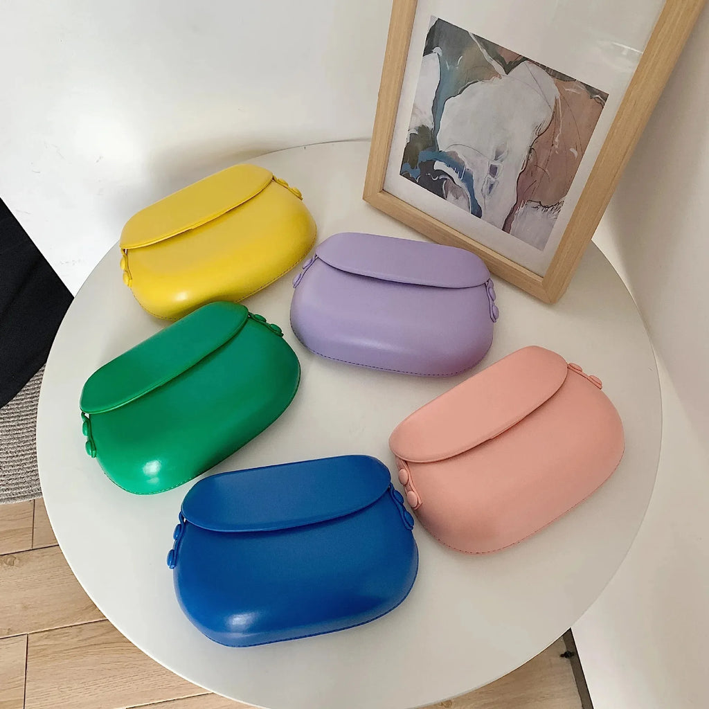 Candy Color Women's Saddle Shoulder Bag Casual Portable Female Small Clutch Handbags Sweet Fashion Ladies Purse Crossbody Bags