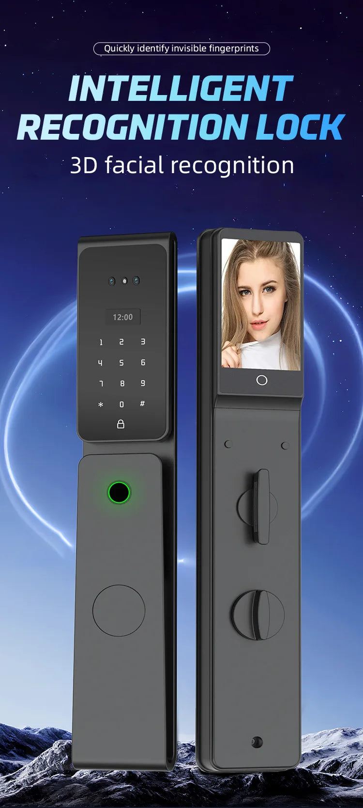 EGFirtor TUYA  APP Remote Control IC Card Electronic Smart Door Lock Waterproof  3D Face Password Fingerprint Keys Unlock Way