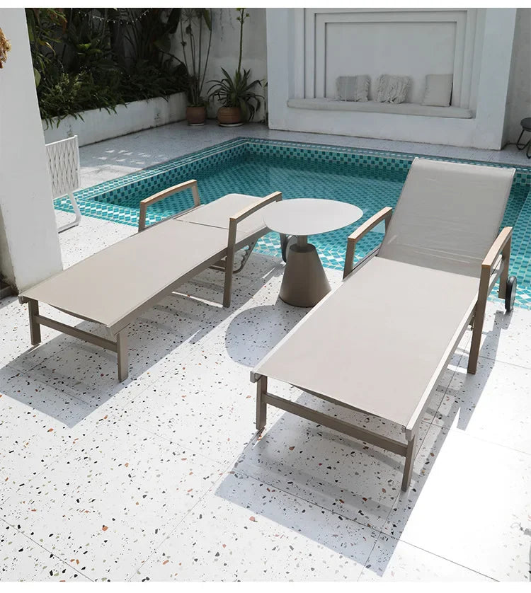 TQH-c13  Outdoor Courtyard Lying Pool Beach Leisure Lounger Waterproof and Sunscreen Hotel B & B Terrace Lying Bed Coffee Table
