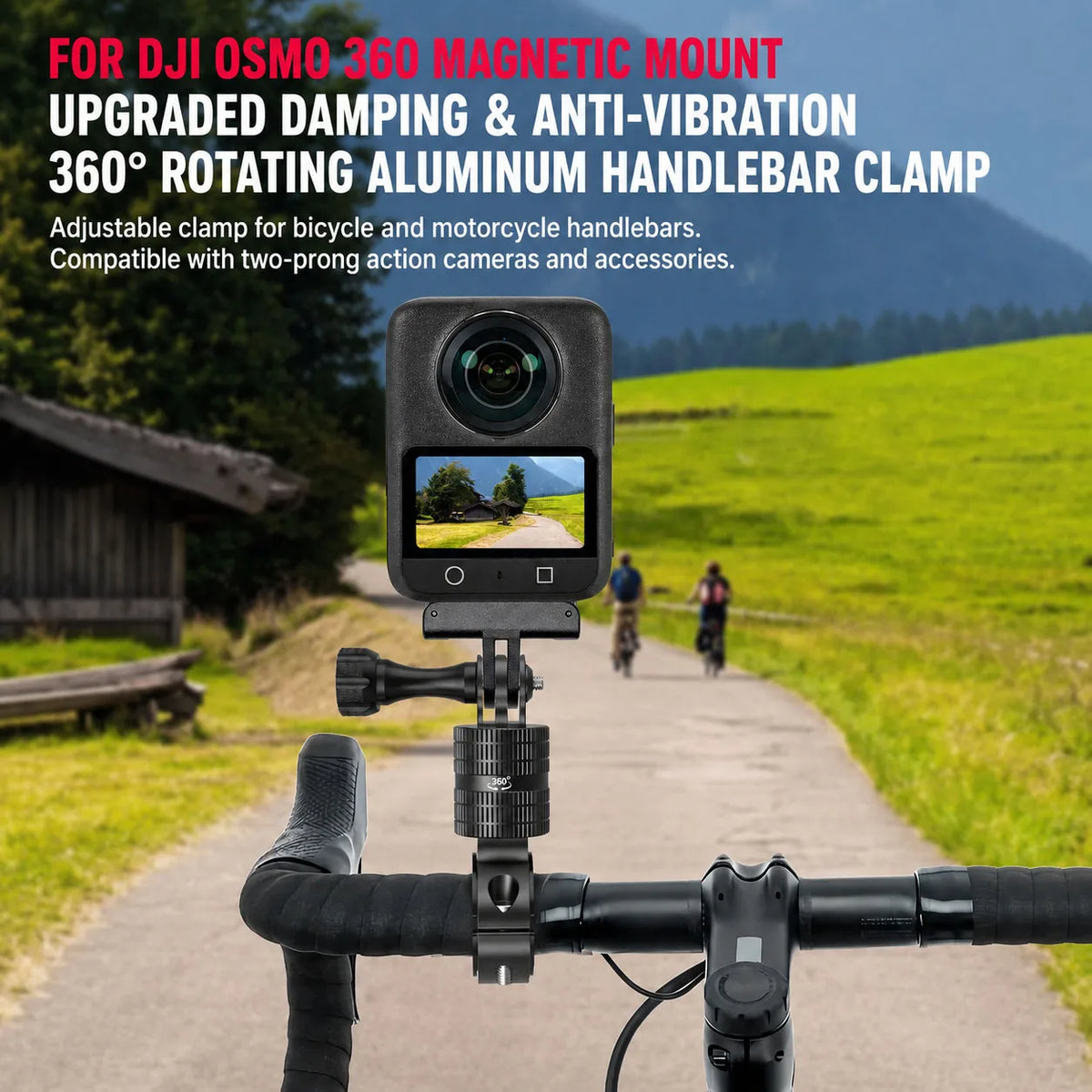 SOARSHOT Bicycle Motorcycle Handlebar Camera Mount 360° Swivel 22-32mm Clamp for DJI Osmo Insta360 Action Camera Quick Release