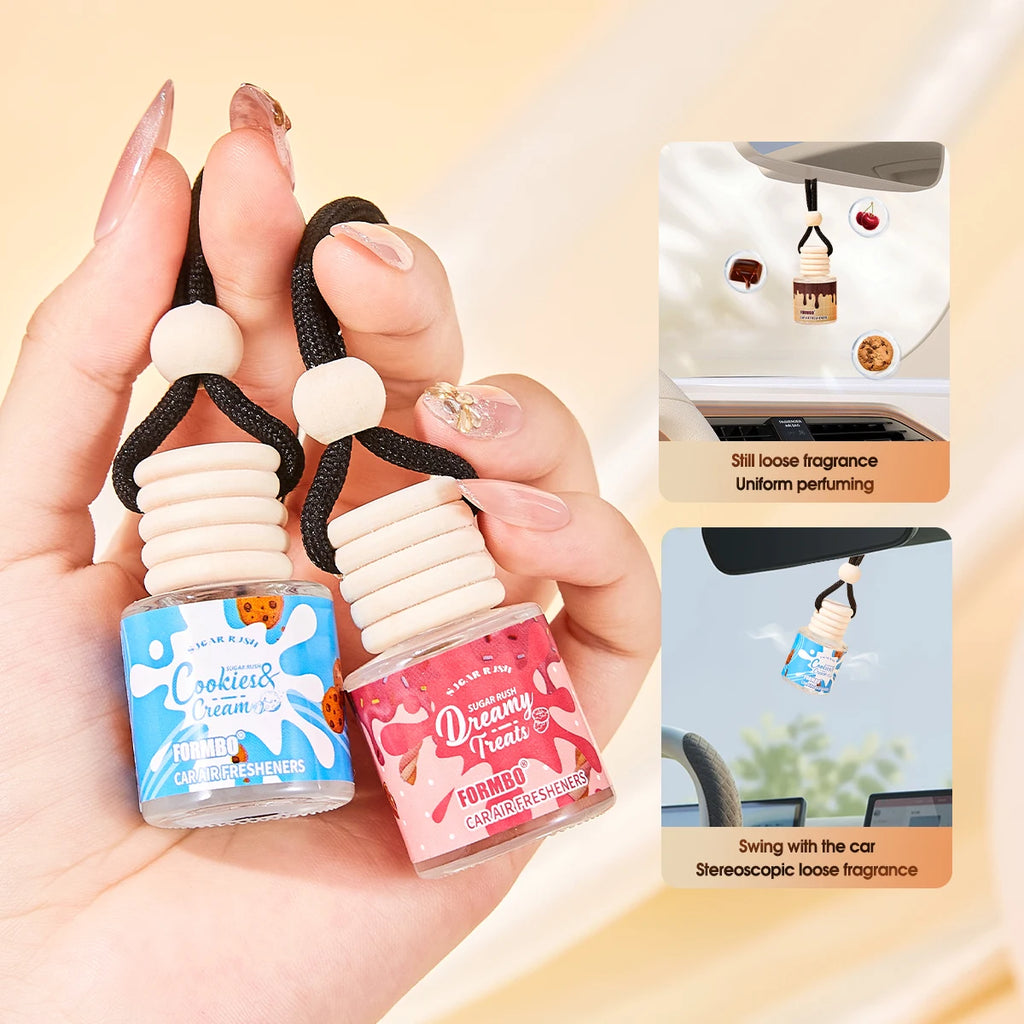 Car Air Freshener Hanging Perfume Bottle Cookies & Cream Cherry Luxe Dreamy Treats Scent Auto Rearview Mirror Pendant Deodorant