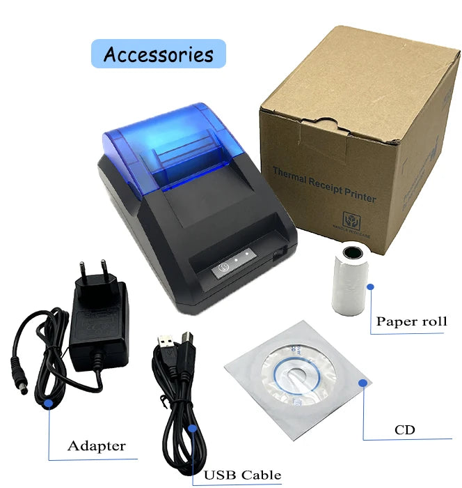 Small Desktop Thermal POS Receipt Printer for Retail Wireless Bluetooth Invoice Printing Machine with Cash Drawer