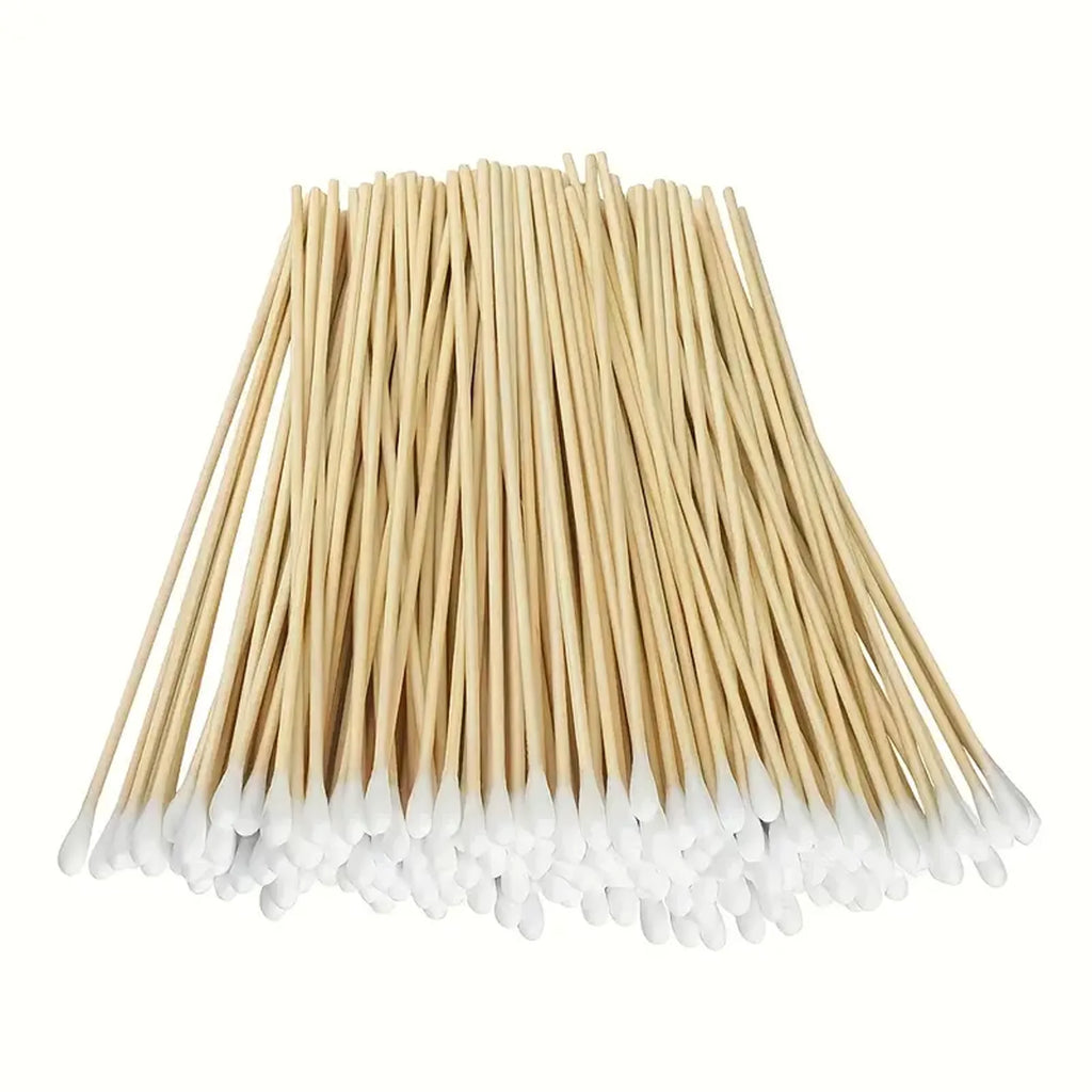 100/300Pcs 6 Inch Long Cotton Swabs with Wooden Handles, Cotton Tipped Applicator for Cleaning, Cotton Sticks Oil Makeup