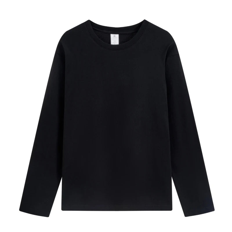 Long sleeve T-shirt Solid Color Top Tees Custom Print Your Design Autumn Plain Cotton Tshirts Plus Size Undershirts For Man