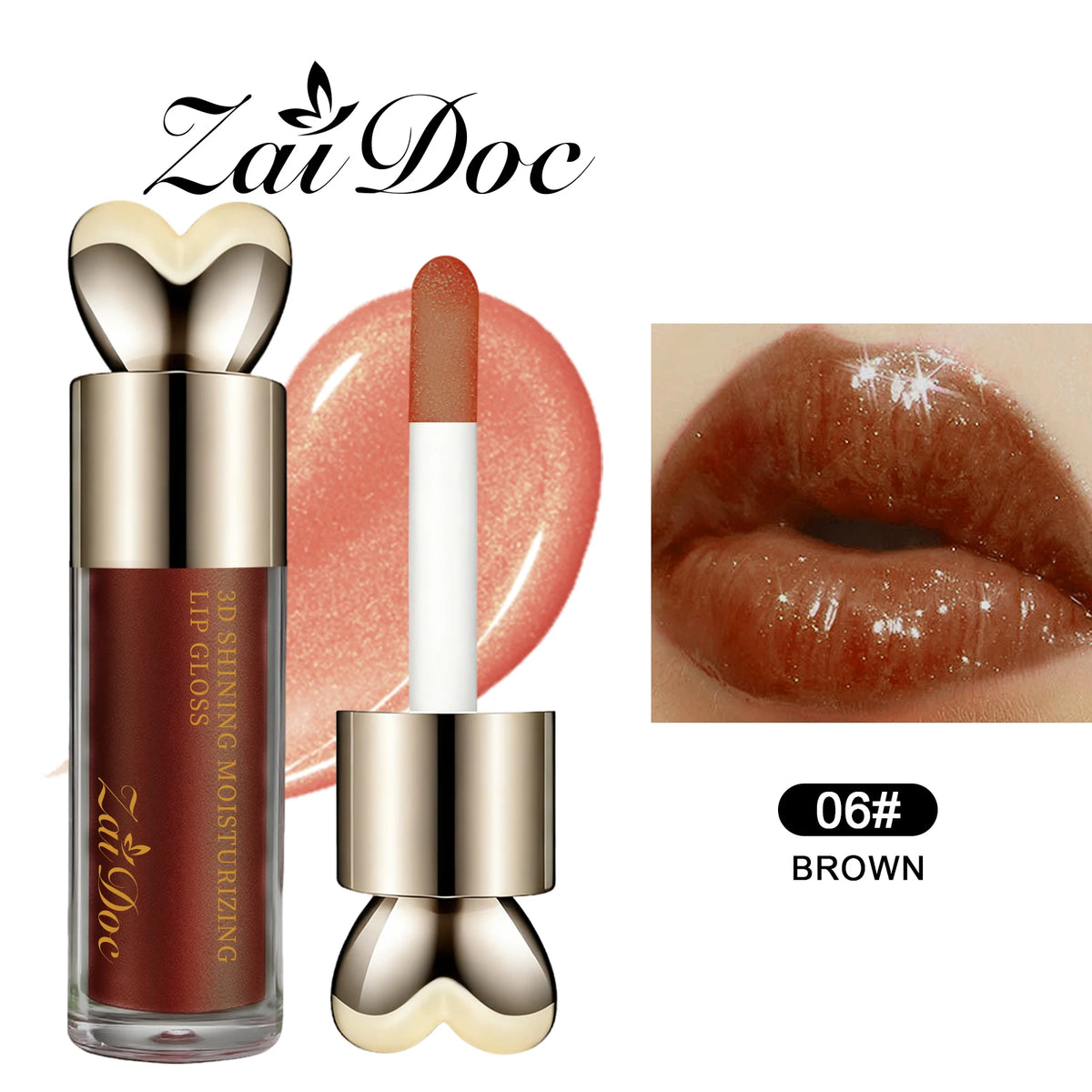 ZaiDoc Muti-Pcs 3D Plumping Shimmer Lip Gloss 6 Colors Moisturizing Glossy Finish Optional Hydrating Lip Oil Glaze Long Lasting Non-Sticky Liquid Lipstick for Girls Daily Makeup Cosmetics