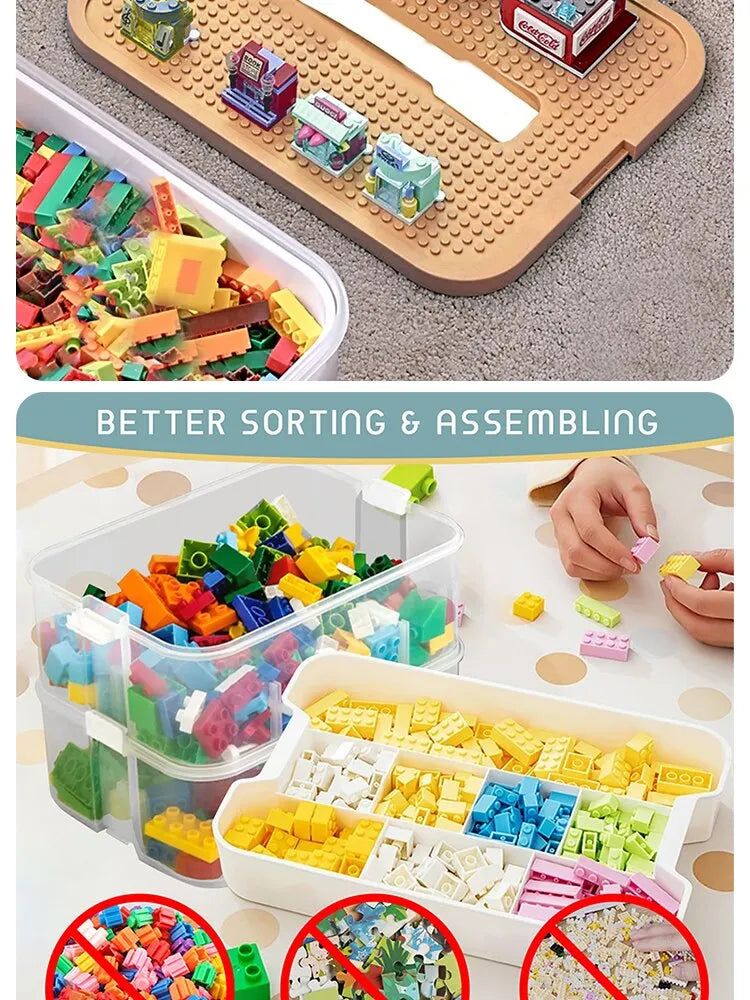 Building Blocks Toys Storage Box for Lids Brick Shaped Plastic Kids Bin Child Toy Containers Sundries Stackable Organizer