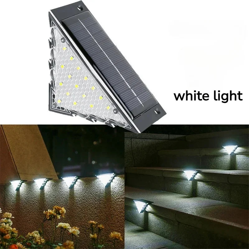 22/24LED Solar LED Triangle Step Light Waterproof Solar Stair Foot Lamp Outdoor Garden Pathway Balcony Courtyard Landscape