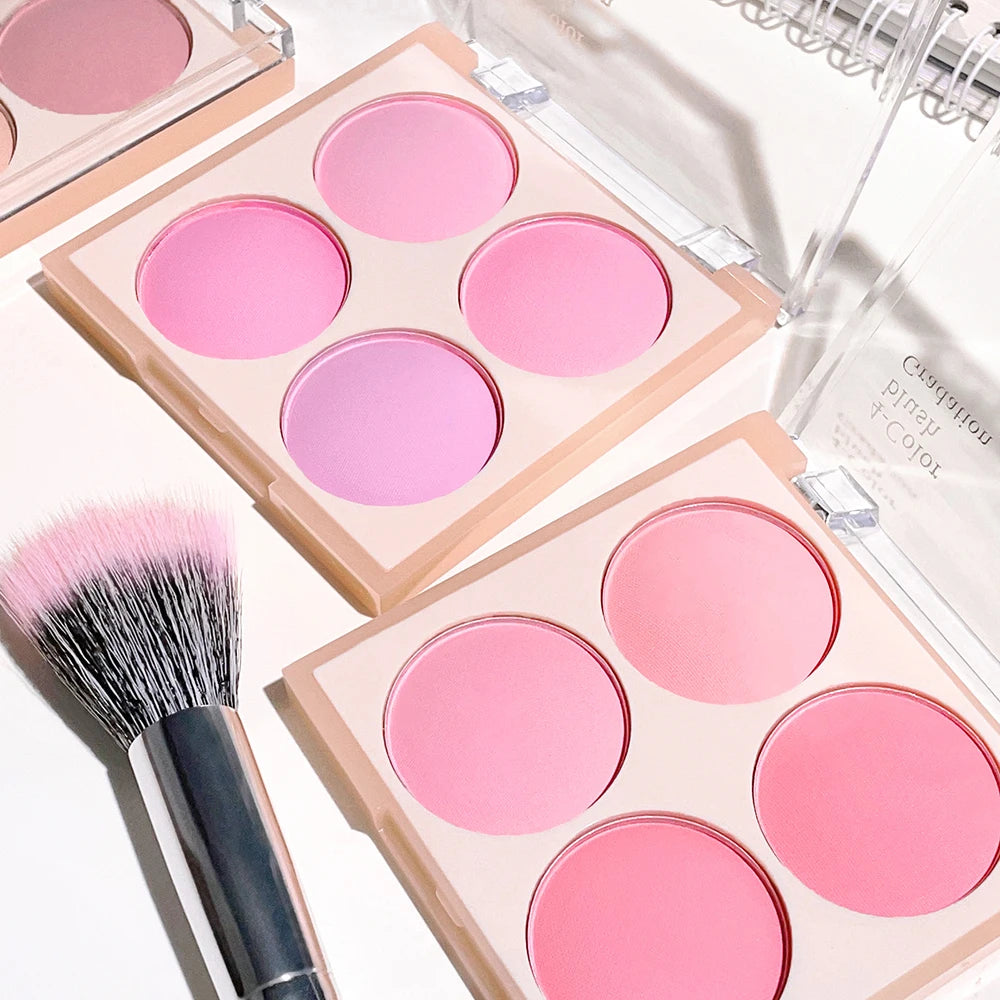 Vibrant Girl Ice Cream Four-Color Blush; Brightening, Natural Bare Makeup Effect, Pigmented, Matte, Fine Texture