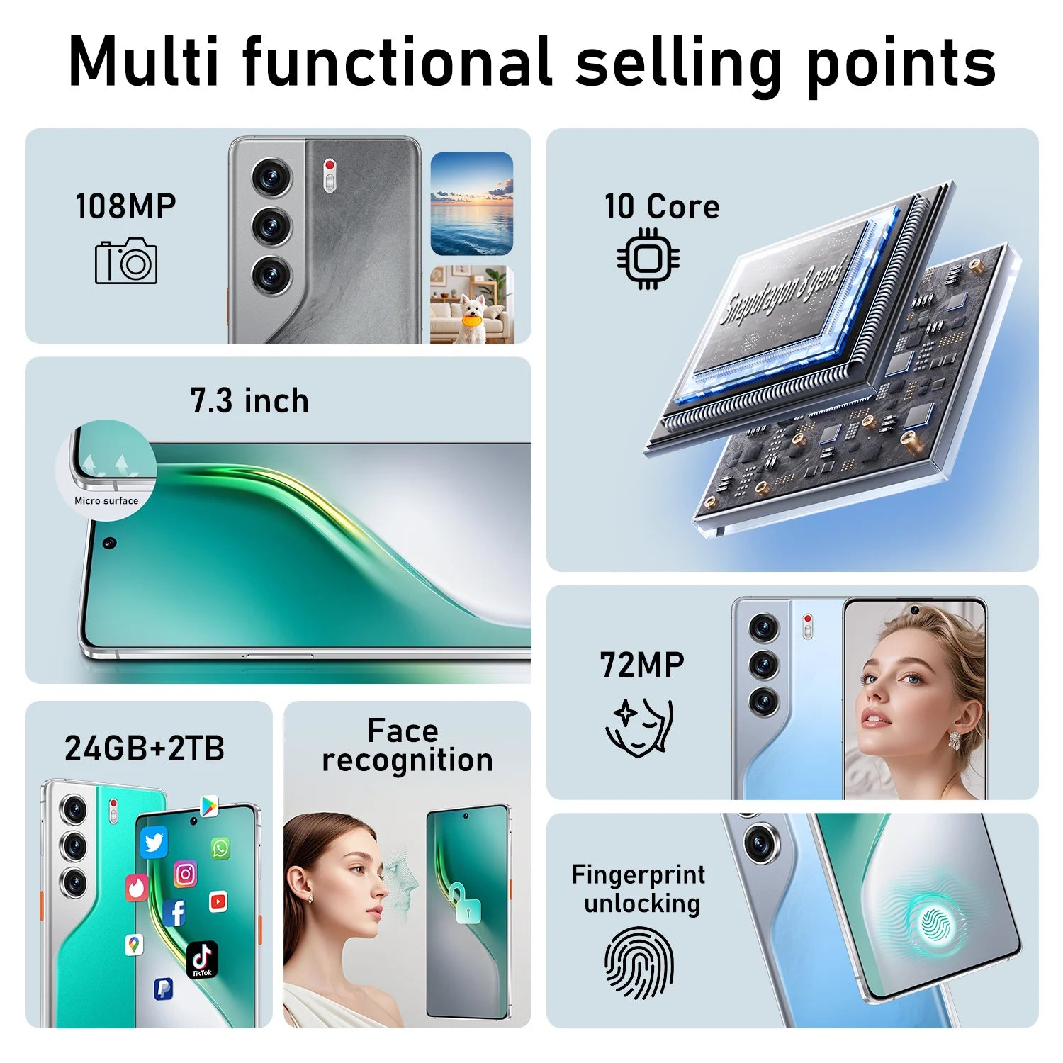 2026 Global Version Camon 40 Pro 4G 5G Dual Card Dual Standby System Original Intelligent 7.3inch 8000mAh Battery