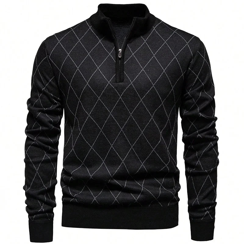 Mens Knit Sweater Half Zip Collar Pullover Casual Sport Golf Sweaters American Size Male Autumn Winter Clothes