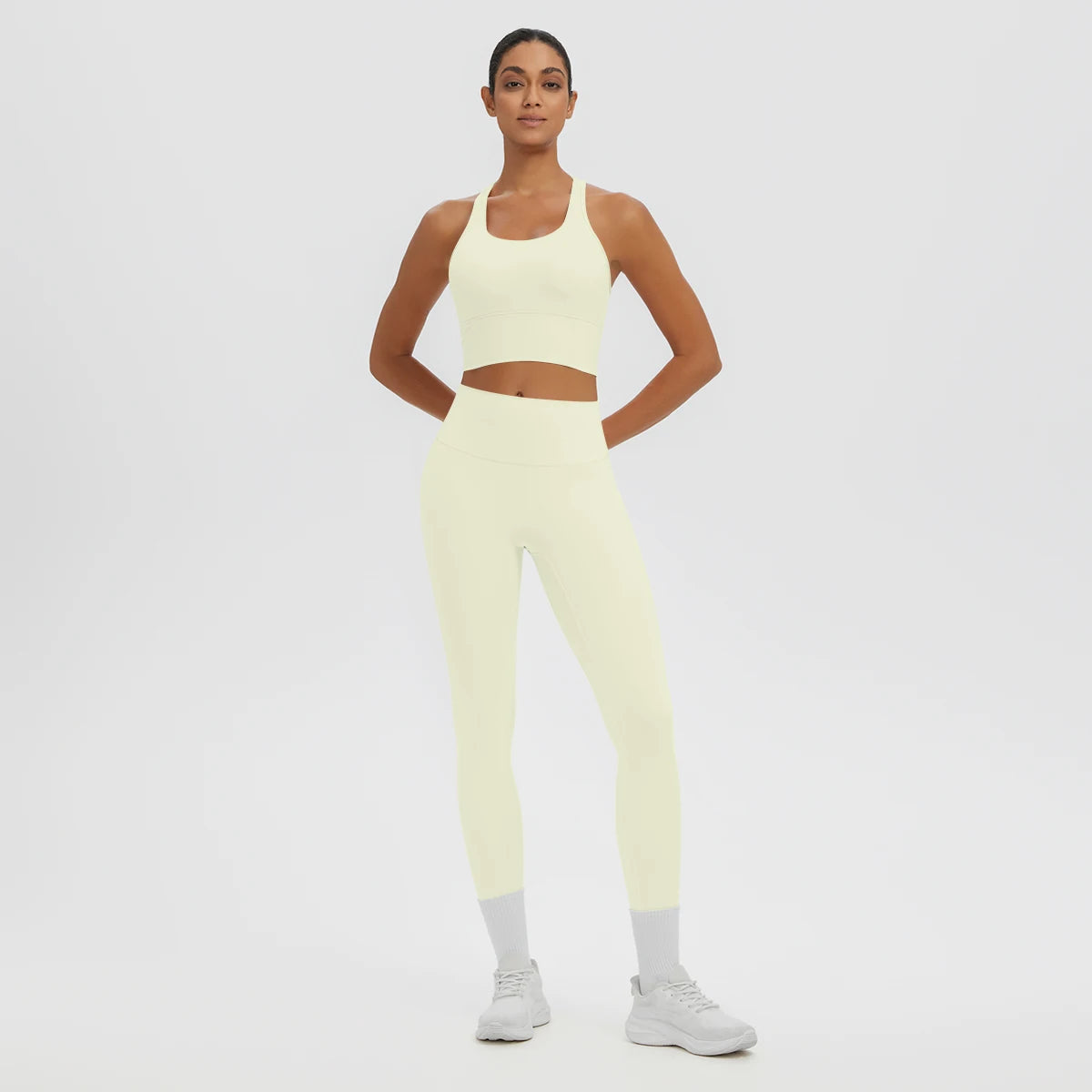2PCS Women's Sports Pants Yoga Set Sexy Backless I-shaped Vest with Chest Pad Shock-absorbing Running Yoga Tank Top Yoga Pants