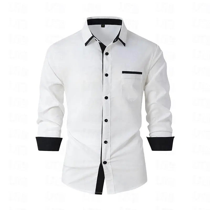 New men's business casual combination loose long sleeved pocket shirt autumn casual shirt