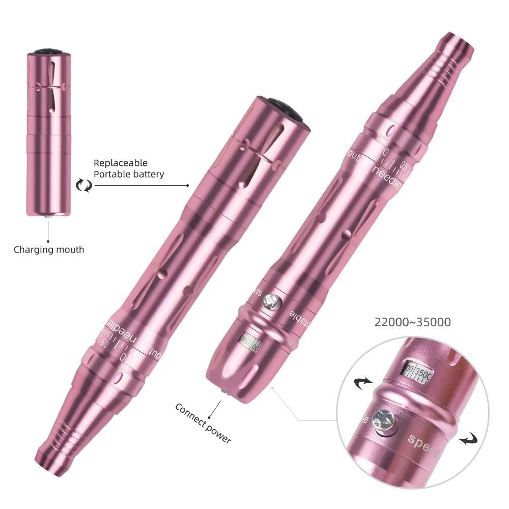 Professional Makeup Tattoo Kit Eyebrow Tattooing, Beauty Contact, Line Tattooing Machine with Dual Batteries for Beginners
