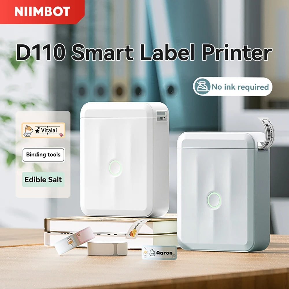 Niimbot D110 Mini Thermal Label Printer Wireless Adhesive Sticker Maker DIY Name Tag Inkless Labeling Machine for Phone